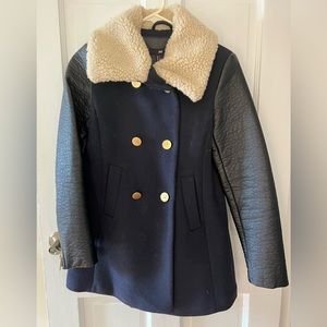 H&M Navy/Black wool Pea Coat